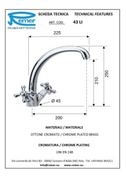 Смеситель Remer для кухни RR 43LI ce керамика