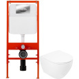 Комплект 4 в 1 Унитаз подвесной Cezares STYLUS CZR-513-TH-R с сиденьем CZR2316SC + Система инсталляц