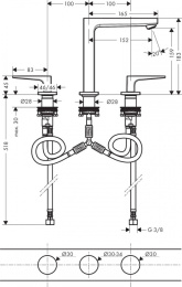 Смеситель для раковины Hansgrohe Metropol (32515340) шлифованный чёрный хром
