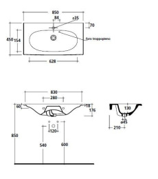 Раковина 85 см Galassia Ergo (7102), цвет белый