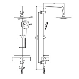 Dorff D0740000 Prime душевая система с тропическим душем, ручной душ 5 функций,  шланг 175 мм