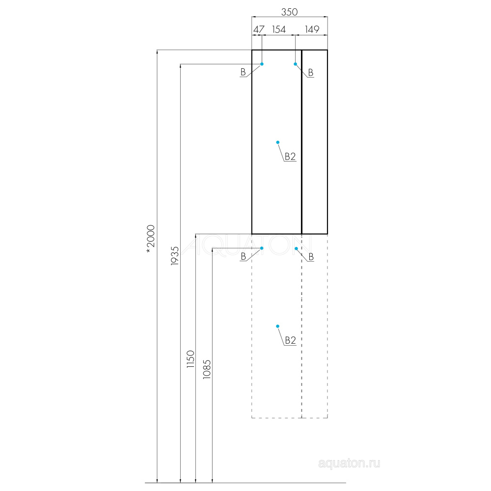 Шкаф - колонна Aquaton Терра 1-створчатый дуб кантри, антрацит 1A247503TEKA0