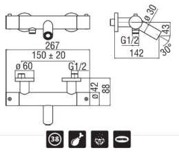 Фото Смеситель NOBILI Live LV00010/1CR Термостат для ванны