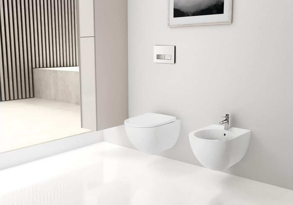 Фото Geberit Acanto 500.128.21.A Комплект инсталляция и унитаз подвесной безободковый, цвет унитаза: белы