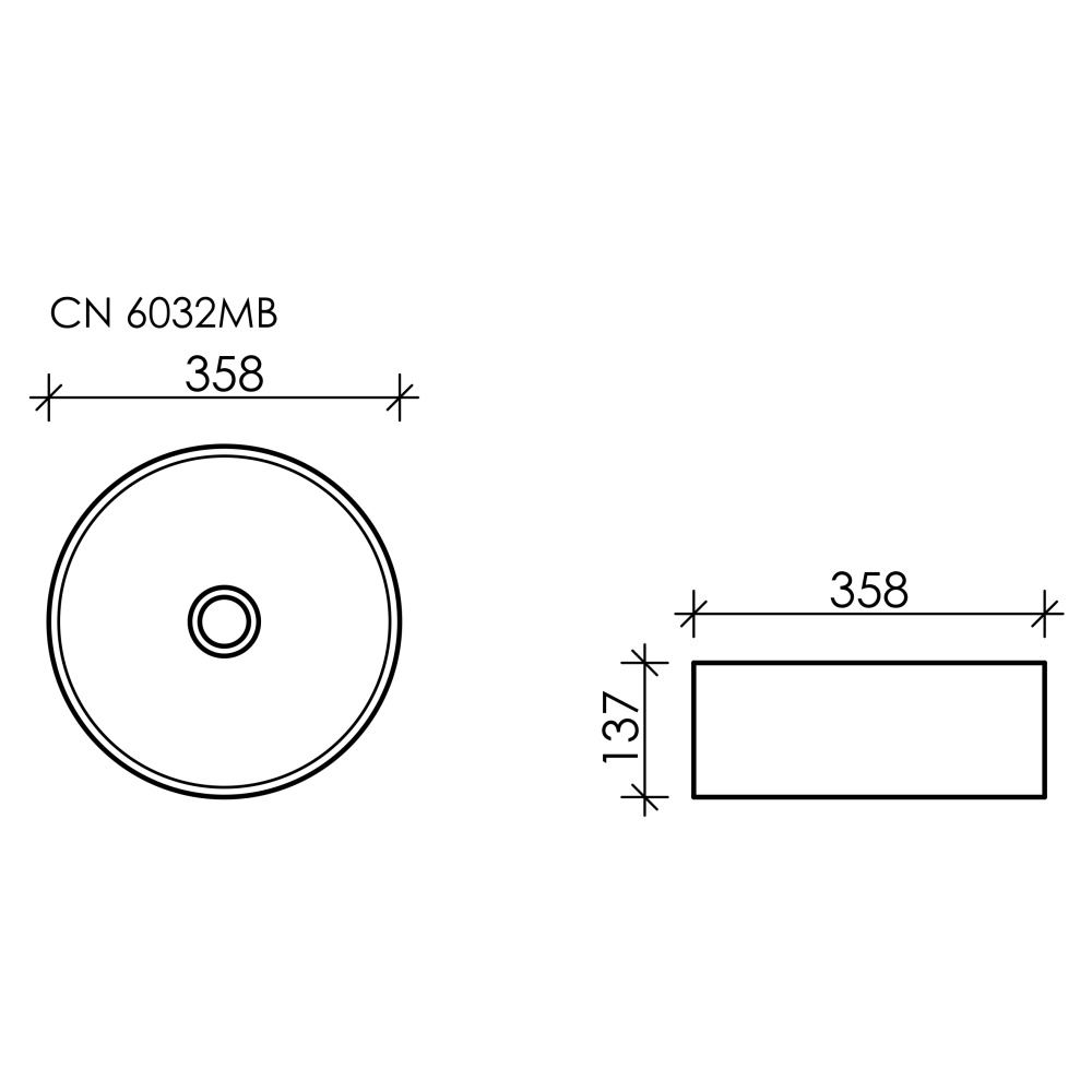Раковина накладная Ceramicanova Element (CN6032MB) 35 см, чёрная матовая