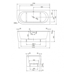 Акриловая ванна 180x80 Cezares (SLIM CORNER-180-80-60-R-W37-SET), прямоугольная