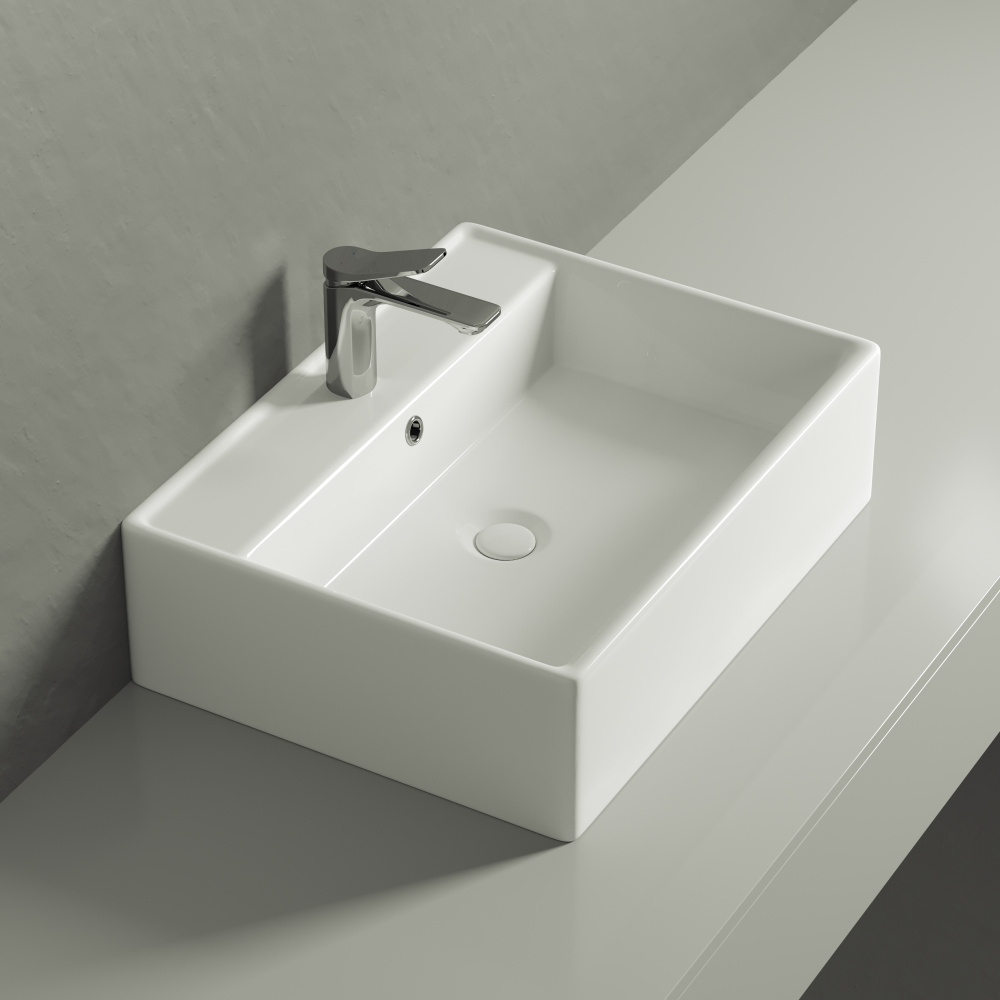 Фото Накладная раковина Ceramicanova Element CN6046 прямоугольная 59 см. с переливом