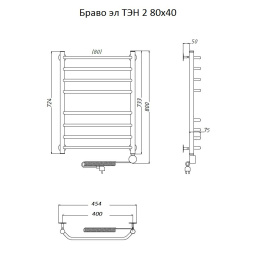 Полотенцесушитель Тругор  Браво эл ТЭН 2 80*40 (ЛЦ4) (Браво2/элТЭН8040)