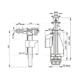 Механизм смыва для бачка AlcaPlast SA08AK 1/2" CHROM