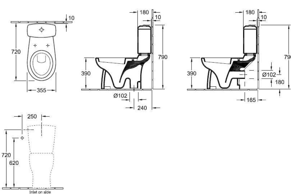 Унитаз-компакт 6C591001 VILLEROY&BOCH OMNIA Pro, 355х710 мм