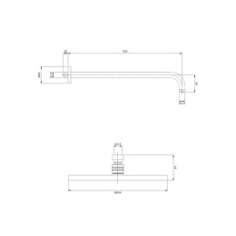 Omnires WGSET1BL Верхний душ с кронштейном (черный BLH)