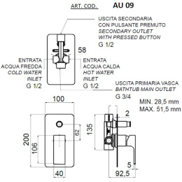 Remer Absolute AU09KBBO Смеситель встраиваемый для ванны, белый матовый