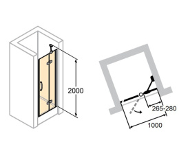 Душевая дверь в нишу Huppe Aura Elegance 400106.092.321/400206.092.321, 100 х 200 см
