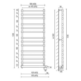 Полотенцесушитель электрический Margaroli Sole 564-14 BOX 5644714OBNB, высота 133 см, ширина 57 см, 