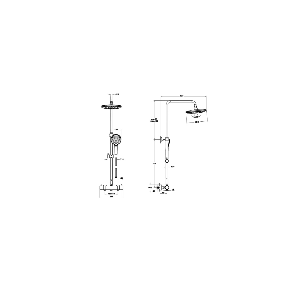 Душевая система Vitra AquaHeat (A4720536EXP) черный