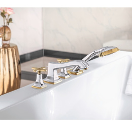Смеситель на борт ванны на 4 отверстия 31449090 Hansgrohe Metropol Classic (хром, золото)
