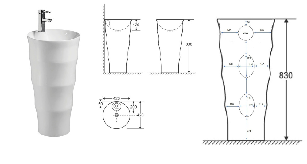 Фото Раковина напольная Cerutti MARCO CT7833 420x420x830
