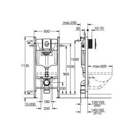 Система инсталляции для унитаза GROHE Rapid SL (38745001) с панелью смыва (3 режима) (1,13 м)