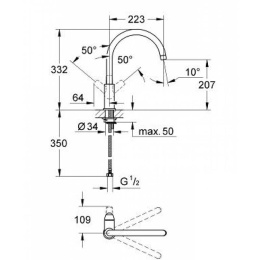 Grohe BauCurve 31231000 Смеситель для кухни, стандартный