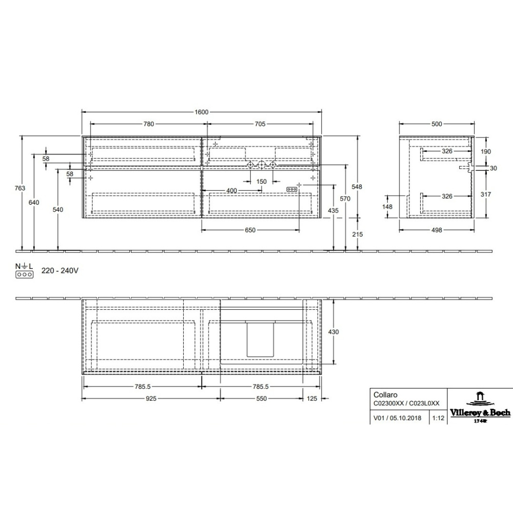 Villeroy Boch Collaro C02300MS Тумба под раковину 1600х500 мм (White Matt)