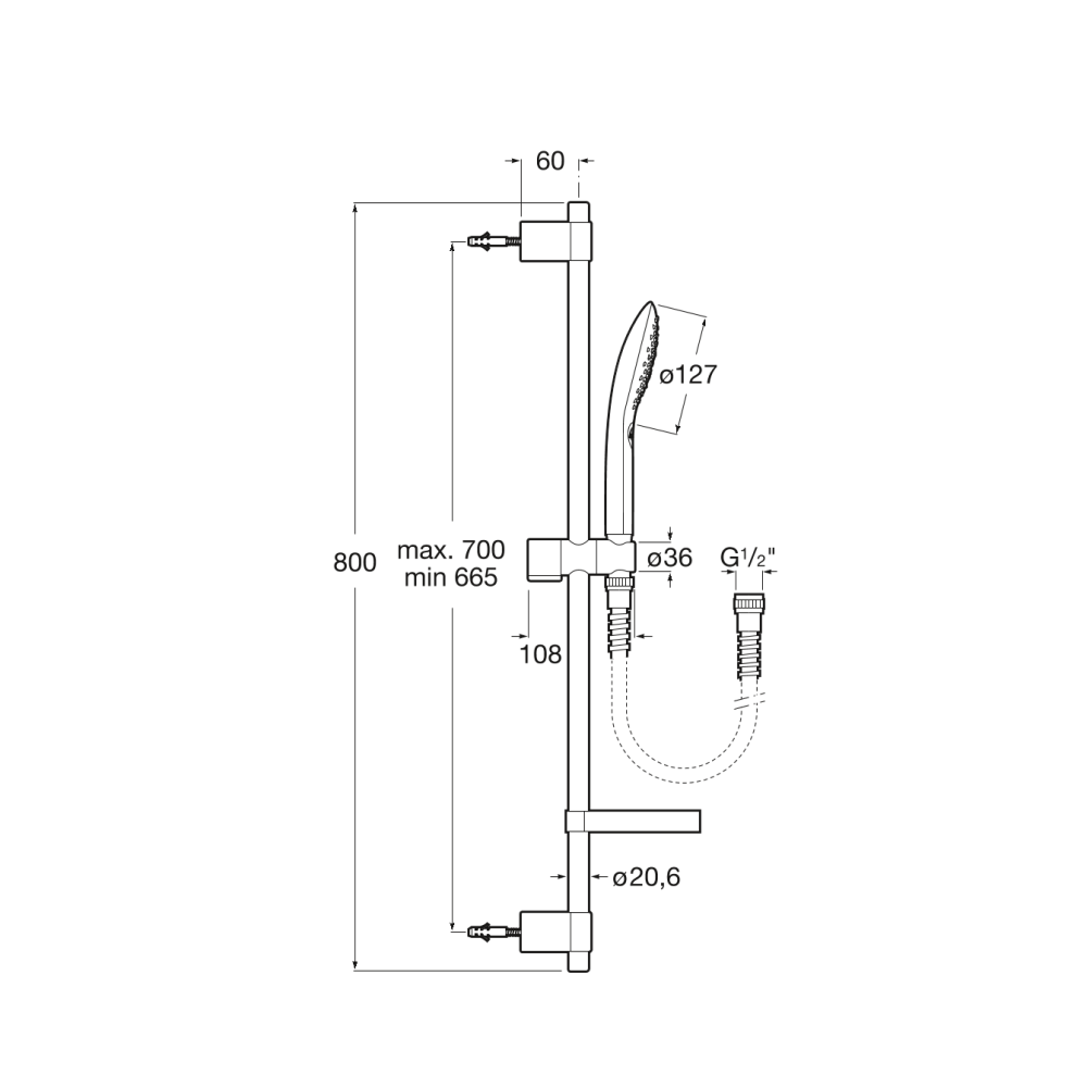 Душевой гарнитур Roca Plenum (5B1P11CB0) хром, белый