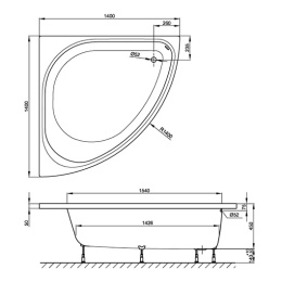 Фото Ванна стальная Bette Arco 6035-000 PLUS (140х140 см) шумоизоляция, антигрязевое покрытие