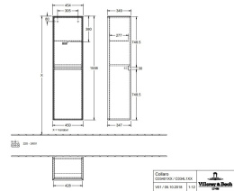 Фото Villeroy Boch Collaro C03401E8 Шкаф пенал для ванной комнаты, петли справа (White Wood)