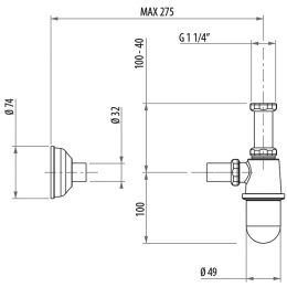 Сифон для раковины 0152/00C0 cr GATTONI