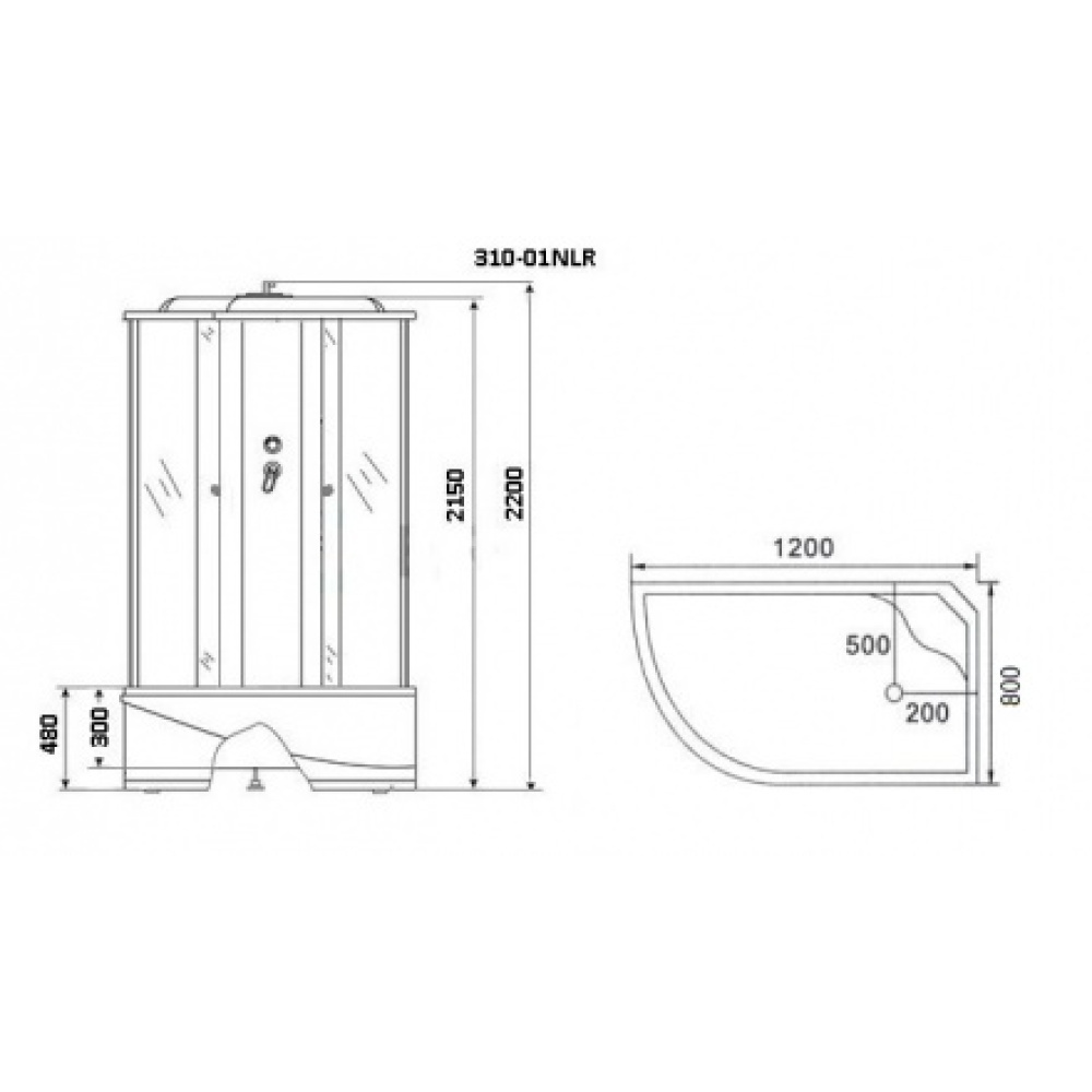 Душевая кабина 120x80x220 Niagara (NG-310-01RN) акрил, Поддон высокий