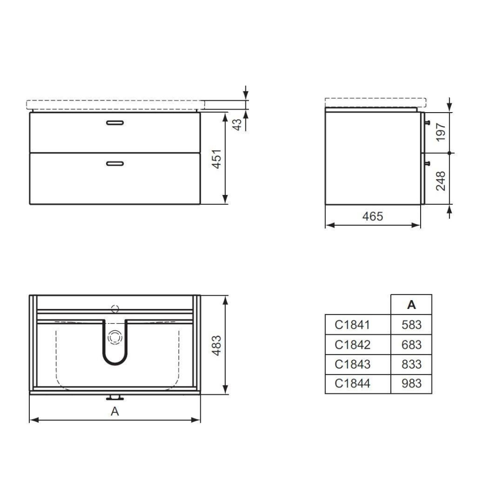 Подстолье для раковины C1843 Ideal Standard Connect