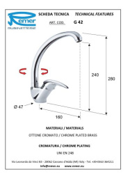 Фото Смеситель Remer для кухни RR G42