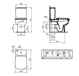 Напольный унитаз Ideal STANDARD Esedra T282001 с горизонтальным выпуском белый