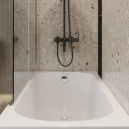 Фото Душевая перегородка Cezares Liberta-L-1-100-C-Nero 100 x 195 см, стекло прозрачное, профиль черный