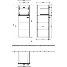 Шкафчик навесной 9715N1BM VILLEROY&BOCH Central Line, 350 x 960 x 370 мм