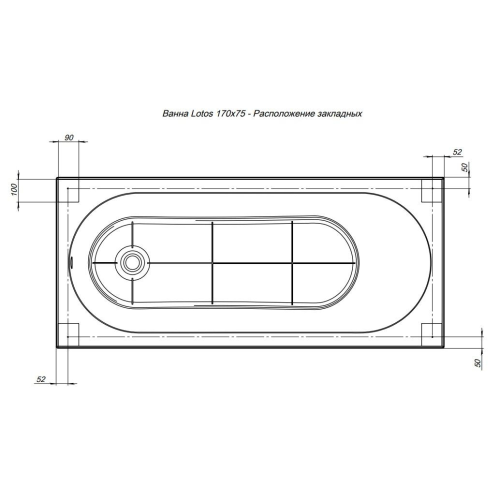Акриловая ванна 170x75 Aquanet Lotos (00311882) Белый
