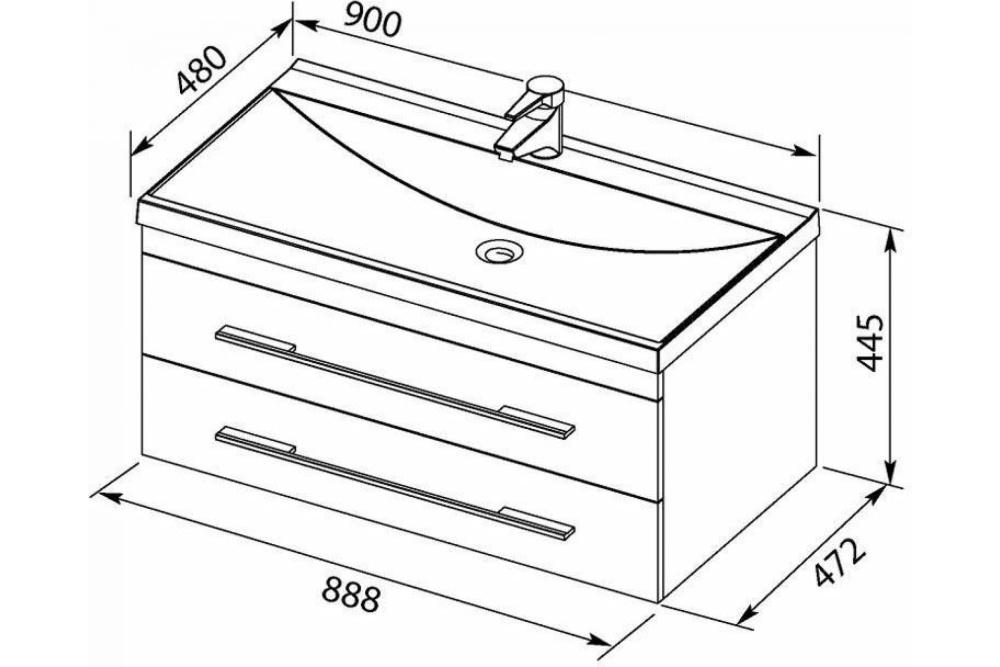 Фото Раковина 90 см Aquanet Нота (00284114) Прямоугольная