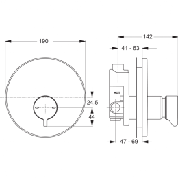 Встраиваемый нажимной смеситель для душа со смешиванием Ideal Standard CERAPLUS B8299AA