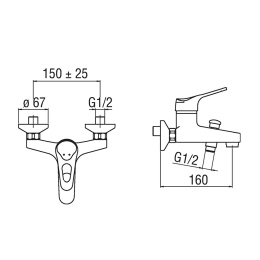 NOBILI Timix TX27110/1CR - Смеситель для ванны (хром)