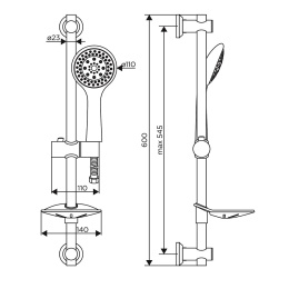 Dorff D0101000 Norma душевой комплект, ручной душ 5 функций, стойка 600 мм, шланг 175 мм