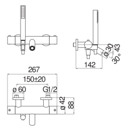 Nobili Live LV00010/2WM Термостатический смеситель для ванны с ручным душем матовый белый