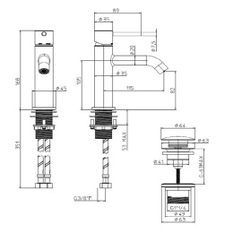 Фото Смеситель для раковины Bossini Teo-M Z00701.043 (золото полированное)