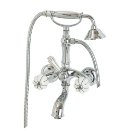 Фото Migliore Olivia 19012 Смеситель для ванны внешний, бел. с декором платина/хром