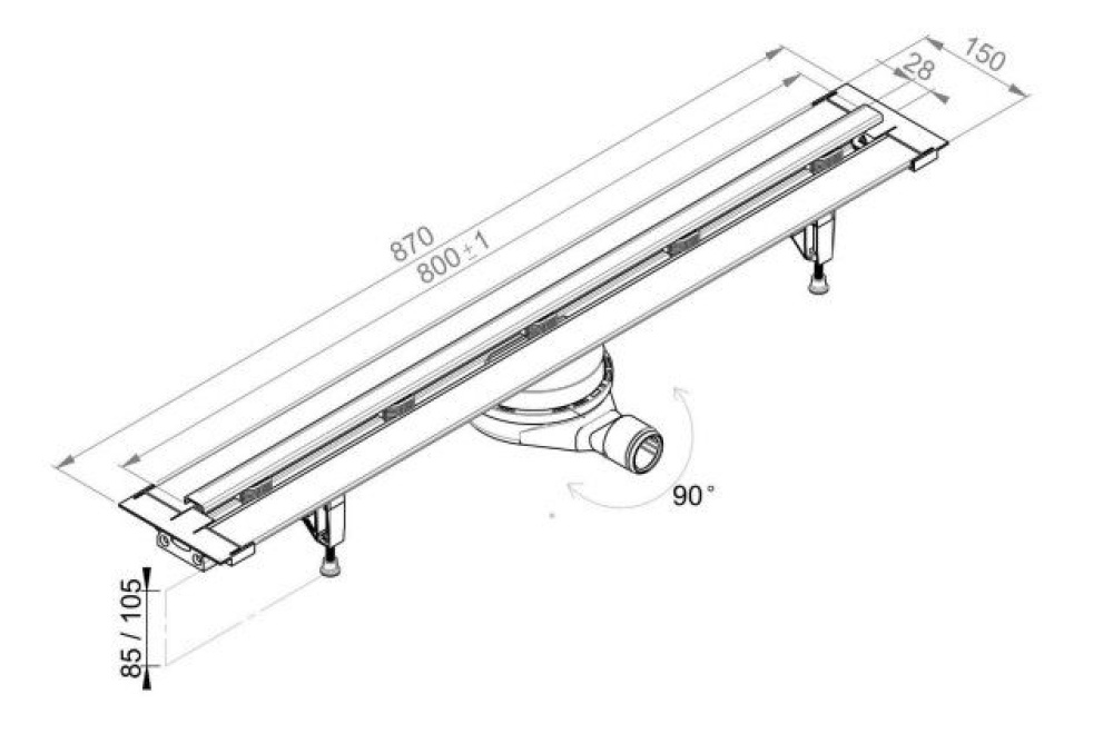 Фото Душевой лоток PREVEX Easy Line (EL-CLBR08N-001)