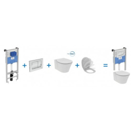 Инсталляция Ideal Standard с унитазом Connect Air AquaBlade E005401, сиденье микролифт, комплект (E2