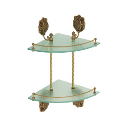 Фото Migliore CLEOPATRA 16639 Полка c галереей угловая двойная, стекло матовое бронза