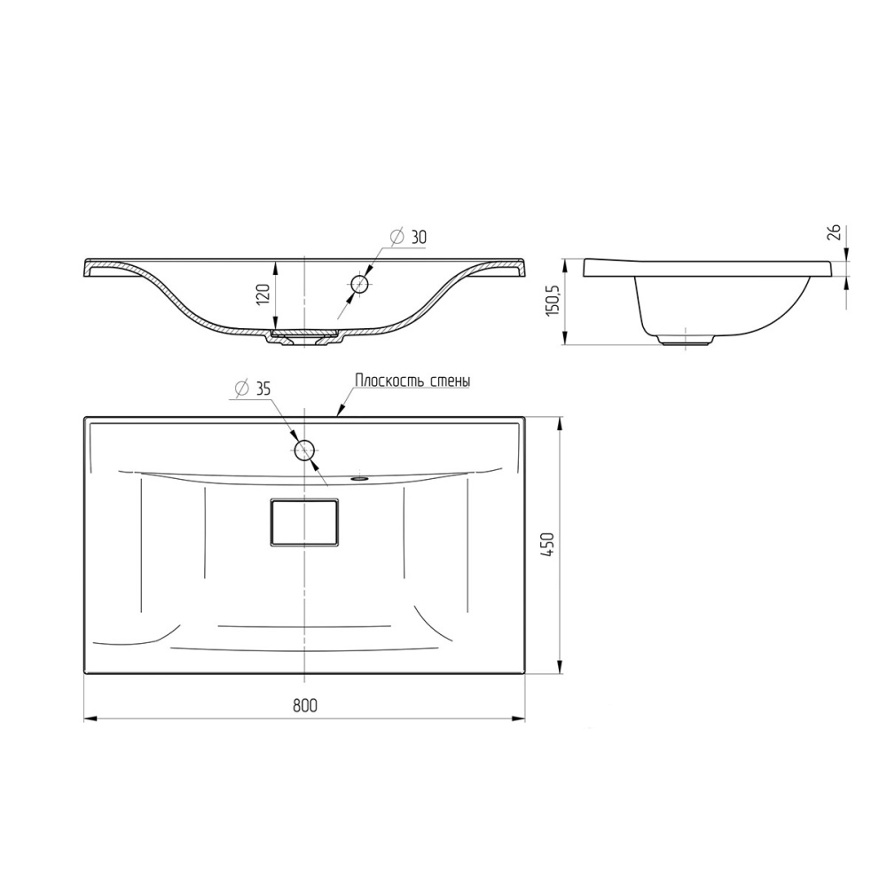 Фото Раковина из кварцевого камня Vincea (VCB-3M800G) серый, матовый