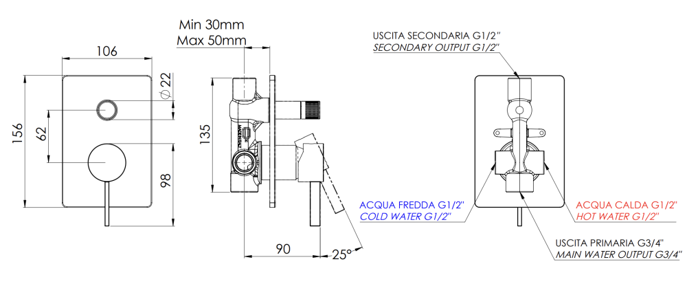 Фото Смеситель для душа Remer Metrica MC09HG