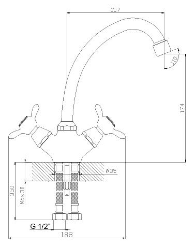 Фото Смеситель для кухонной мойки Rossinka Q (Q02-71)