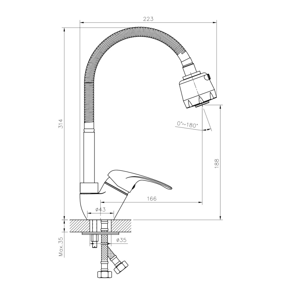 Фото Смеситель для кухни Rossinka (A35-26)