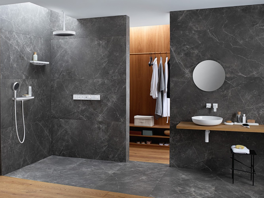 Верхний душ Hansgrohe Rainfinity 26229700 EcoSmart, 25х25 см, 1 режим струи, без держателя, белый ма